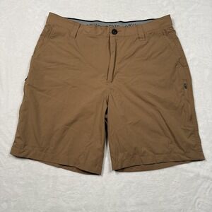 Orvis Tech Shorts Mens 36 Brown Stretch Elastic Waist Outdoor Travel Chino